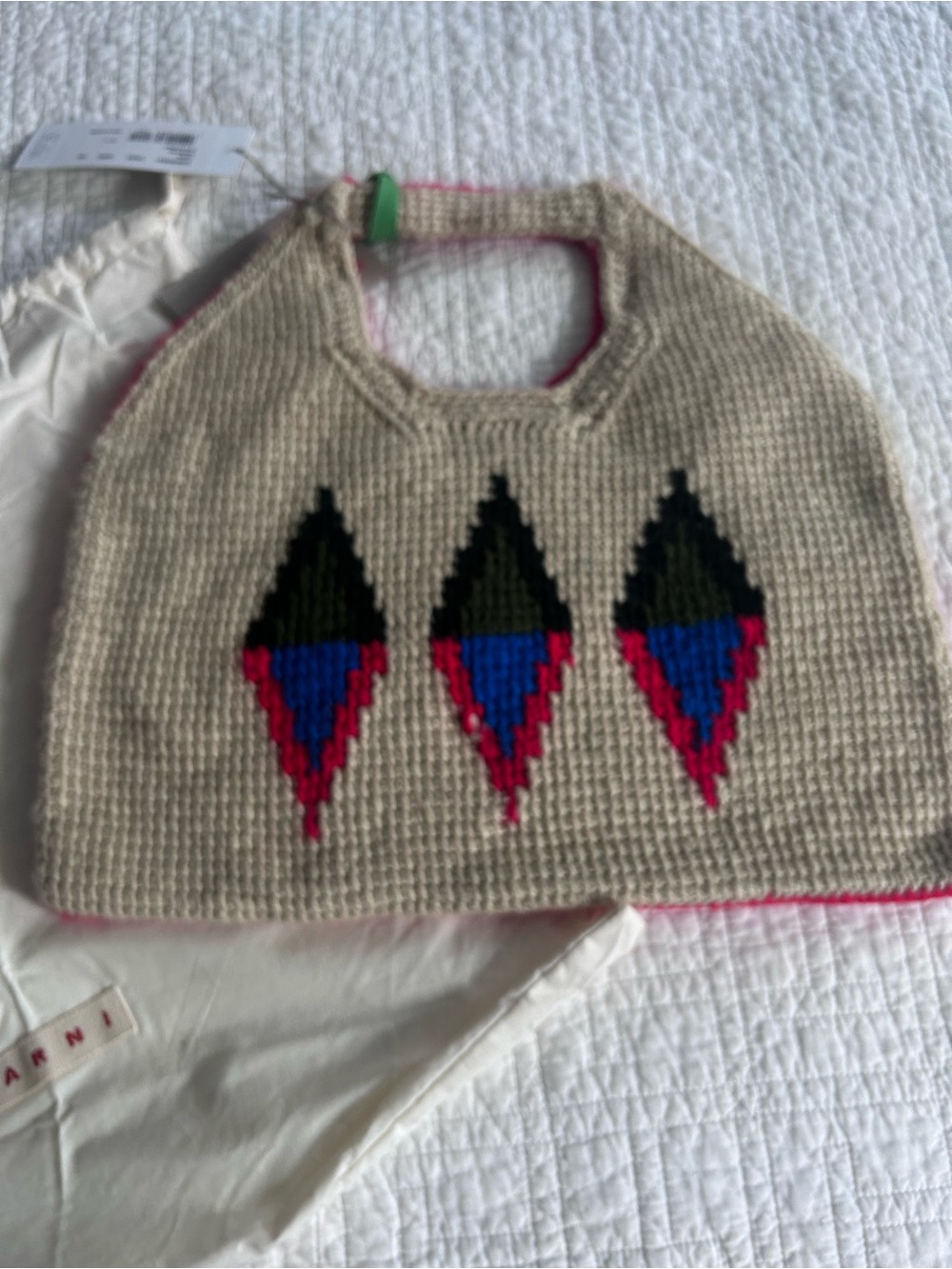 Marni Red and Cream Crochet Crossbody Bag - Picture 10 of 14